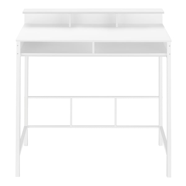 Monarch Specialties Computer Desk, Home Office, Standing, Storage Shelves, 48"L, Work, Laptop, White Laminate, White Metal, Contemporary, Modern White Metal,Particle Board I 7701