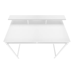 Monarch Specialties Computer Desk, Home Office, Standing, Storage Shelves, 48"L, Work, Laptop, White Laminate, White Metal, Contemporary, Modern White Metal,Particle Board I 7701