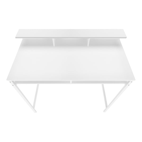 Monarch Specialties Computer Desk, Home Office, Standing, Storage Shelves, 48"L, Work, Laptop, White Laminate, White Metal, Contemporary, Modern White Metal,Particle Board I 7701
