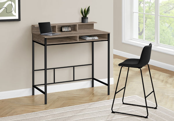 Monarch Specialties Computer Desk, Home Office, Standing, Storage Shelves, 48"L, Work, Laptop, Brown Laminate, Black Metal, Contemporary, Modern Dark Taupe Metal,Particle Board I 7702