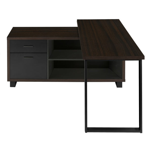 Monarch Specialties Computer Desk, Home Office, Corner, Storage Drawers, 72"L, L Shape, Work, Laptop, Brown Laminate, Black Metal, Contemporary, Modern Espresso,Black, Black Particle Board,Laminate,Metal I 7710