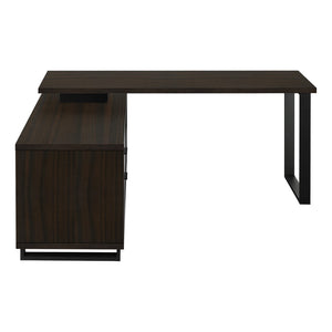 Monarch Specialties Computer Desk, Home Office, Corner, Storage Drawers, 72"L, L Shape, Work, Laptop, Brown Laminate, Black Metal, Contemporary, Modern Espresso,Black, Black Particle Board,Laminate,Metal I 7710