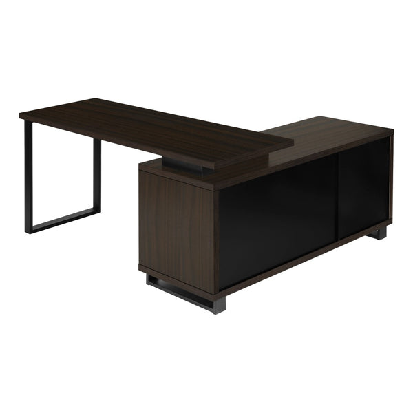 Monarch Specialties Computer Desk, Home Office, Corner, Storage Drawers, 72"L, L Shape, Work, Laptop, Brown Laminate, Black Metal, Contemporary, Modern Espresso,Black, Black Particle Board,Laminate,Metal I 7710