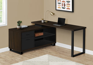 Monarch Specialties Computer Desk, Home Office, Corner, Storage Drawers, 72"L, L Shape, Work, Laptop, Brown Laminate, Black Metal, Contemporary, Modern Espresso,Black, Black Particle Board,Laminate,Metal I 7710