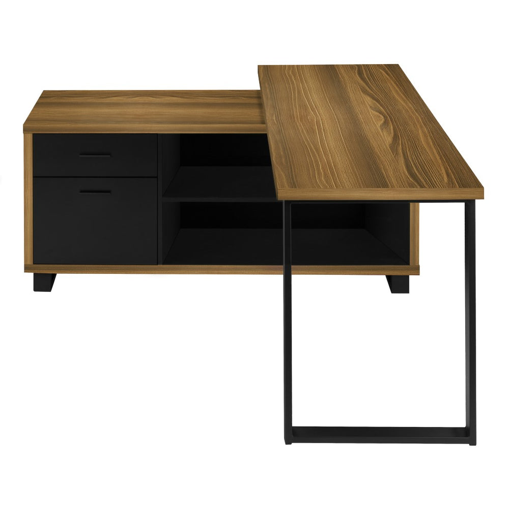 Monarch Specialties Computer Desk, Home Office, Corner, Storage Drawers, 72"L, L Shape, Work, Laptop, Walnut Laminate, Black Metal, Contemporary, Modern Walnut,Black, Black Particle Board,Laminate,Metal I 7711