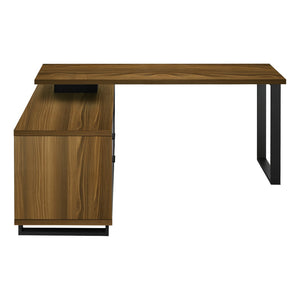 Monarch Specialties Computer Desk, Home Office, Corner, Storage Drawers, 72"L, L Shape, Work, Laptop, Walnut Laminate, Black Metal, Contemporary, Modern Walnut,Black, Black Particle Board,Laminate,Metal I 7711