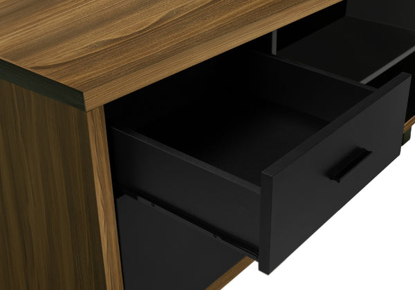 Monarch Specialties Computer Desk, Home Office, Corner, Storage Drawers, 72"L, L Shape, Work, Laptop, Walnut Laminate, Black Metal, Contemporary, Modern Walnut,Black, Black Particle Board,Laminate,Metal I 7711
