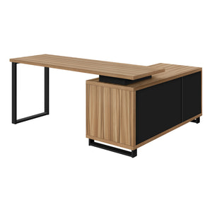 Monarch Specialties Computer Desk, Home Office, Corner, Storage Drawers, 72"L, L Shape, Work, Laptop, Brown Laminate, Black Metal, Contemporary, Modern Brown,Black, Black Particle Board,Laminate,Metal I 7712