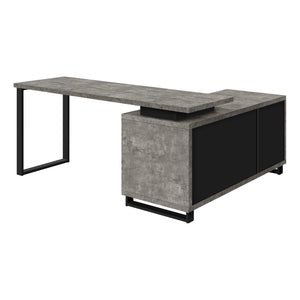 Monarch Specialties Computer Desk, Home Office, Corner, Storage Drawers, 72"L, L Shape, Work, Laptop, Grey Concrete Laminate, Black Metal, Contemporary, Modern Grey,Black, Black Particle Board,Laminate,Metal I 7714
