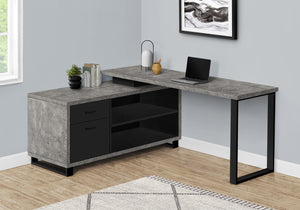 Monarch Specialties Computer Desk, Home Office, Corner, Storage Drawers, 72"L, L Shape, Work, Laptop, Grey Concrete Laminate, Black Metal, Contemporary, Modern Grey,Black, Black Particle Board,Laminate,Metal I 7714