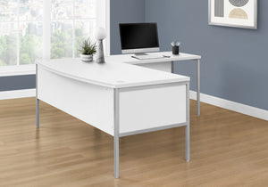 Monarch Specialties Computer Desk, 72"L, Home Office, Work, Laptop, Commercial Grade, File Storage Drawer, White Laminate, Silver Metal, Contemporary, Modern White,Silver, Silver Particle Board,Hollow,Core,Laminate,Mdf,Metal,Plastic I 7725