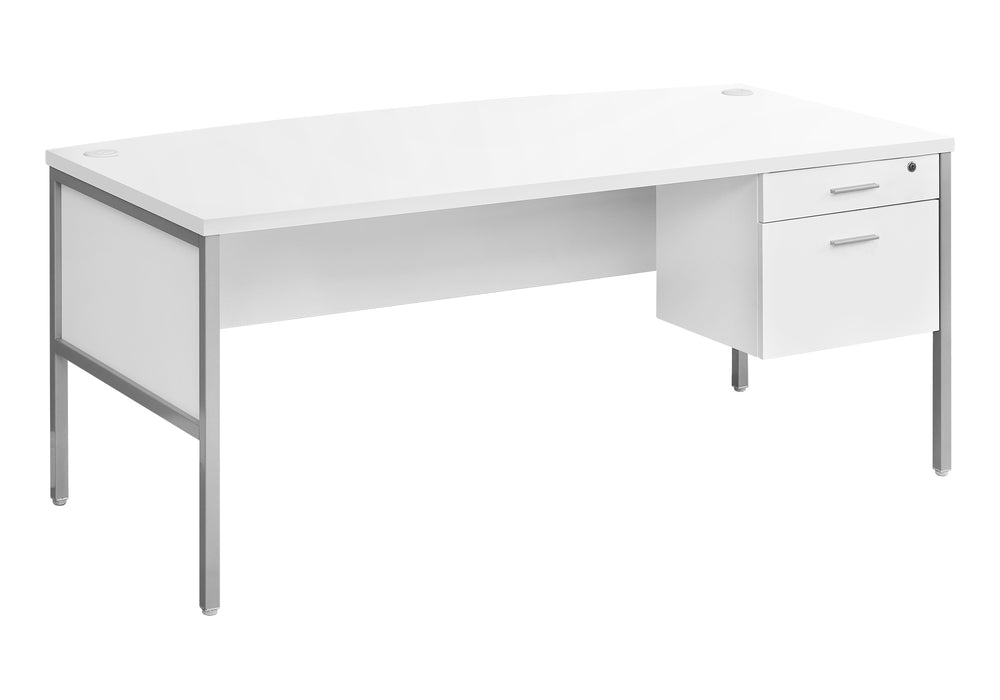 Monarch Specialties Computer Desk, 72"L, Home Office, Work, Laptop, Commercial Grade, File Storage Drawer, White Laminate, Silver Metal, Contemporary, Modern White,Silver, Silver Particle Board,Hollow,Core,Laminate,Mdf,Metal,Plastic I 7725