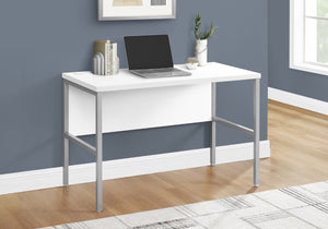 Monarch Specialties Computer Desk, 48"L, Work, Home Office, Commercial Grade, White Laminate, Silver Metal, Contemporary, Modern White,Silver, Silver Particle Board,Hollow,Core,Laminate,Mdf,Metal,Plastic I 7726