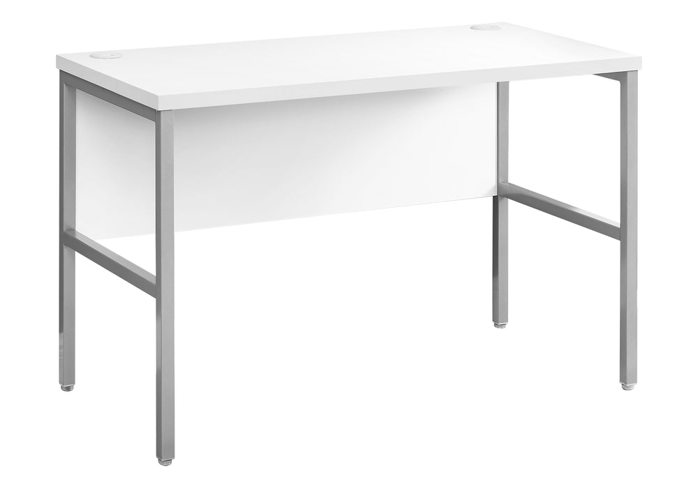 Monarch Specialties Computer Desk, 48"L, Work, Home Office, Commercial Grade, White Laminate, Silver Metal, Contemporary, Modern White,Silver, Silver Particle Board,Hollow,Core,Laminate,Mdf,Metal,Plastic I 7726