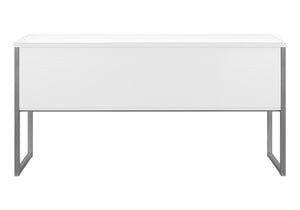 Monarch Specialties Office Hutch, 72"L, Work, Storage Doors, Home Office, Commercial Grade, White Laminate, Silver Metal, Contemporary White,Silver, Silver Particle Board,Hollow,Core,Laminate,Mdf,Metal,Plastic I 7728