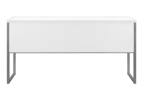 Monarch Specialties Office Hutch, 72"L, Work, Storage Doors, Home Office, Commercial Grade, White Laminate, Silver Metal, Contemporary White,Silver, Silver Particle Board,Hollow,Core,Laminate,Mdf,Metal,Plastic I 7728