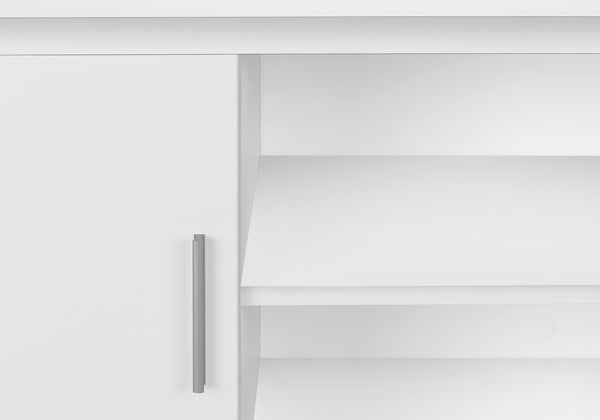Monarch Specialties Office Hutch, 72"L, Work, Storage Doors, Home Office, Commercial Grade, White Laminate, Silver Metal, Contemporary White,Silver, Silver Particle Board,Hollow,Core,Laminate,Mdf,Metal,Plastic I 7728