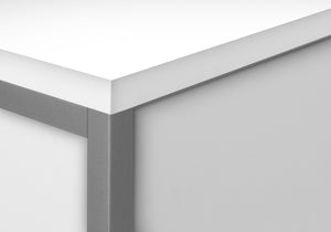 Monarch Specialties Office Hutch, 72"L, Work, Storage Doors, Home Office, Commercial Grade, White Laminate, Silver Metal, Contemporary White,Silver, Silver Particle Board,Hollow,Core,Laminate,Mdf,Metal,Plastic I 7728