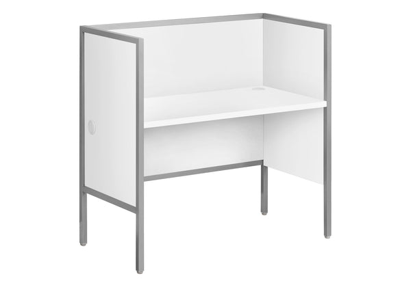 Monarch Specialties Office Cubicle, 48"L, Desk, Work, Commercial Grade, White Laminate, Silver Metal, Contemporary, Modern White,Silver, Silver Particle Board,Hollow,Core,Laminate,Mdf,Metal,Plastic I 7729