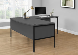 Monarch Specialties Computer Desk, 72"L, Home Office, Work, Laptop, Commercial Grade, File Storage Drawer, Grey Laminate, Black Metal, Contemporary, Modern Grey,Black, Black Particle Board,Hollow,Core,Laminate,Mdf,Metal,Plastic I 7730