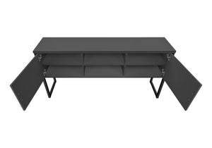 Monarch Specialties Office Hutch, 72"L, Work, Storage Doors, Home Office, Commercial Grade, Grey Laminate, Black Metal, Contemporary, Modern Grey,Black, Black Particle Board,Hollow,Core,Laminate,Mdf,Metal,Plastic I 7733