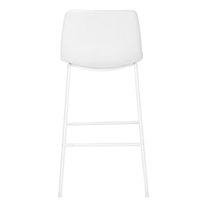 Monarch Specialties Office Chair, Bar Height, Standing, Computer Desk, Work, White Leather Look, White Metal, Contemporary, Modern White Foam,Polyurethane,Metal,Polyurethane I 7750