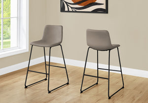 Monarch Specialties Office Chair, Bar Height, Standing, Computer Desk, Work, Brown Leather Look, Black Metal, Contemporary, Modern Taupe Foam,Polyurethane,Metal,Polyurethane I 7751