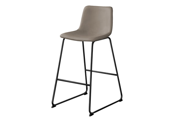 Monarch Specialties Office Chair, Bar Height, Standing, Computer Desk, Work, Brown Leather Look, Black Metal, Contemporary, Modern Taupe Foam,Polyurethane,Metal,Polyurethane I 7751