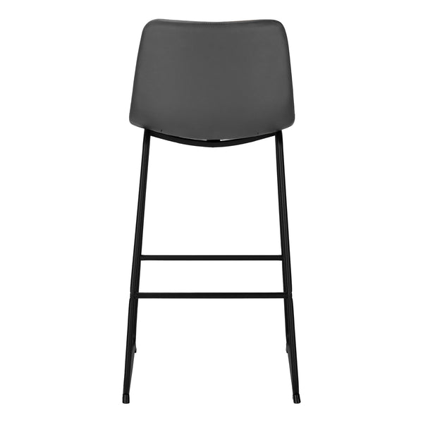 Monarch Specialties Office Chair, Bar Height, Standing, Computer Desk, Work, Grey Leather Look, Black Metal, Contemporary, Modern Dark Grey Foam,Polyurethane,Metal,Polyurethane I 7752