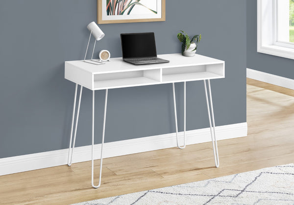 Monarch Specialties Computer Desk, Home Office, Laptop, Left, Right Set-up, Storage Drawers, 40"L, Work, White Laminate, White Metal, Contemporary, Modern White Particle Board,Metal I 7770