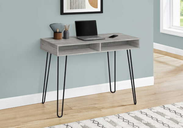 Monarch Specialties Computer Desk, Home Office, Laptop, Left, Right Set-up, Storage Drawers, 40"L, Work, Grey Laminate, Black Metal, Contemporary, Modern Grey Particle Board,Metal I 7773