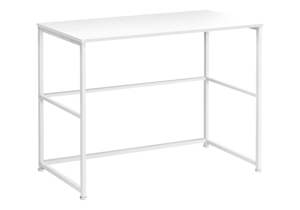 Monarch Specialties Computer Desk, Home Office, Laptop, Left, Right Set-up, Storage Drawers, 40"L, Work, White Laminate, White Metal, Contemporary, Modern White Particle Board,Metal I 7775