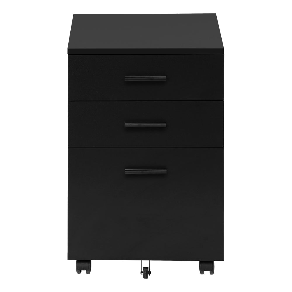 Monarch Specialties File Cabinet, Rolling Mobile, Storage Drawers, Printer Stand, Office, Work, Black Laminate, Contemporary, Modern Black Particle Board,Metal I 7781