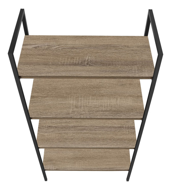 Monarch Specialties Bookshelf, Bookcase, 4 Tier, 48"H, Office, Bedroom, Brown Laminate, Black Metal, Contemporary, Modern Dark Taupe Particle Board,Metal I 7800