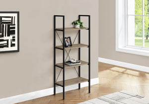 Monarch Specialties Bookshelf, Bookcase, 4 Tier, 48"H, Office, Bedroom, Brown Laminate, Black Metal, Contemporary, Modern Dark Taupe Particle Board,Metal I 7800
