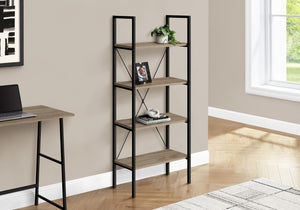 Monarch Specialties Bookshelf, Bookcase, 4 Tier, 48"H, Office, Bedroom, Brown Laminate, Black Metal, Contemporary, Modern Dark Taupe Particle Board,Metal I 7800