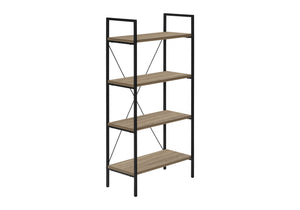 Monarch Specialties Bookshelf, Bookcase, 4 Tier, 48"H, Office, Bedroom, Brown Laminate, Black Metal, Contemporary, Modern Dark Taupe Particle Board,Metal I 7800