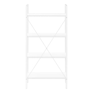 Monarch Specialties Bookshelf, Bookcase, 4 Tier, 48"H, Office, Bedroom, White Laminate, White Metal, Contemporary, Modern White Particle Board,Metal I 7801