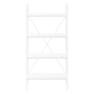 Monarch Specialties Bookshelf, Bookcase, 4 Tier, 48"H, Office, Bedroom, White Laminate, White Metal, Contemporary, Modern White Particle Board,Metal I 7801