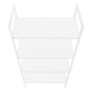 Monarch Specialties Bookshelf, Bookcase, 4 Tier, 48"H, Office, Bedroom, White Laminate, White Metal, Contemporary, Modern White Particle Board,Metal I 7801