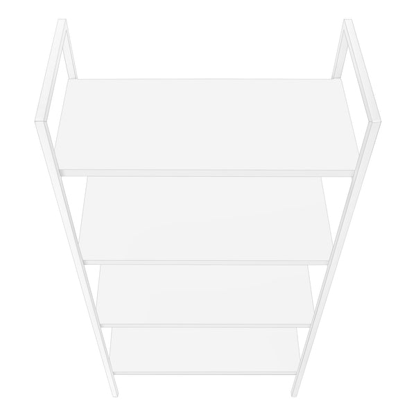 Monarch Specialties Bookshelf, Bookcase, 4 Tier, 48"H, Office, Bedroom, White Laminate, White Metal, Contemporary, Modern White Particle Board,Metal I 7801