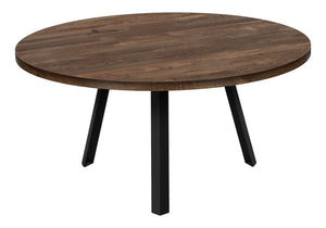 Monarch Specialties Coffee Table, Accent, Cocktail, Round, Living Room, 36"Dia, Brown Laminate, Black Metal, Contemporary, Modern Brown,Black, Black Mdf,Laminate,Metal,Particle Board I 7814