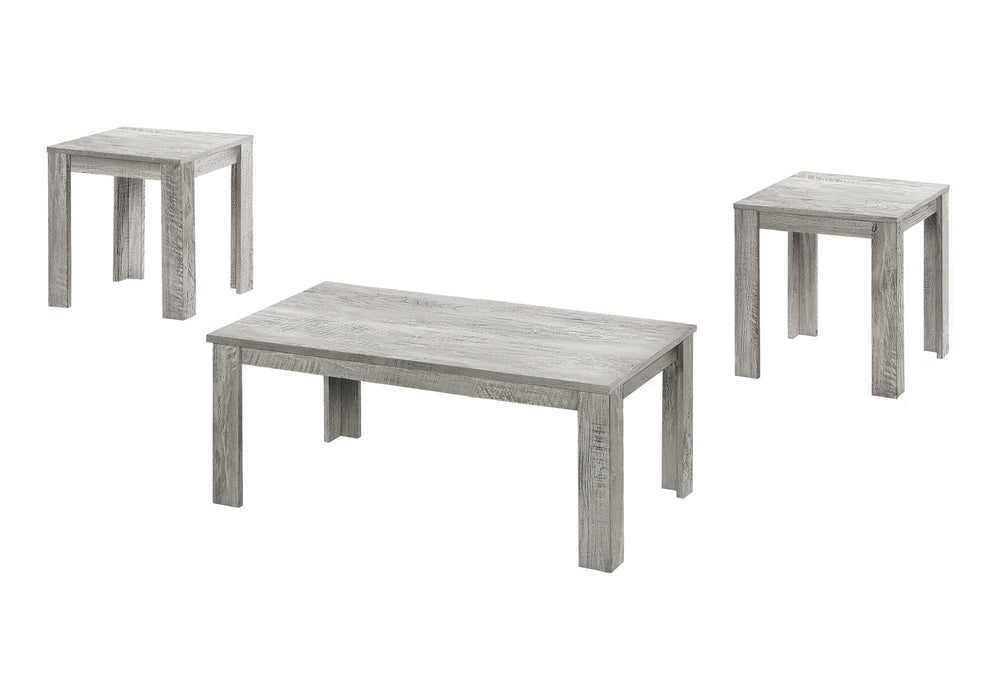 Monarch Specialties Table Set, 3pcs Set, Coffee, End, Side, Accent, Living Room, Grey Laminate, Transitional Grey Particle Board,Laminate I 7860p