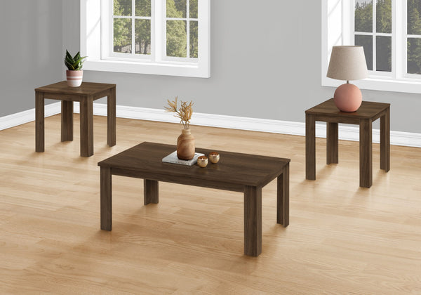 Monarch Specialties Table Set, 3pcs Set, Coffee, End, Side, Accent, Living Room, Walnut Laminate, Transitional Walnut Particle Board,Laminate I 7862p