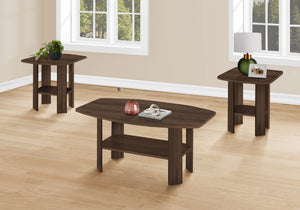 Monarch Specialties Table Set, 3pcs Set, Coffee, End, Side, Accent, Living Room, Walnut Laminate, Transitional Walnut Particle Board,Laminate I 7872p