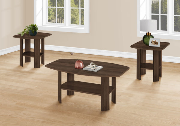 Monarch Specialties Table Set, 3pcs Set, Coffee, End, Side, Accent, Living Room, Walnut Laminate, Transitional Walnut Particle Board,Laminate I 7872p