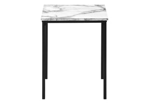 Monarch Specialties Table Set, 3pcs Set, Coffee, End, Black Metal, White Marble Look Laminate, Contemporary, Modern White,Black, Black Particle Board,Metal I 7892p