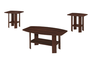 Monarch Specialties Table Set, 3pcs Set, Coffee, End, Side, Accent, Living Room, Brown Laminate, Transitional Cherry Particle Board,Laminate I 7923p