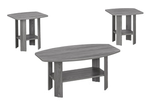 Monarch Specialties Table Set, 3pcs Set, Coffee, End, Side, Accent, Living Room, Grey Laminate, Transitional  Particle Board,Laminate I 7925p