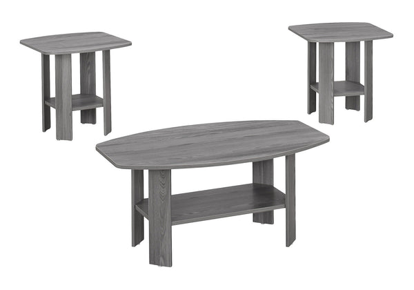 Monarch Specialties Table Set, 3pcs Set, Coffee, End, Side, Accent, Living Room, Grey Laminate, Transitional  Particle Board,Laminate I 7925p
